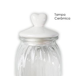 Pote Vidro Tampa Cerâmica Coração 750ml Class Home - 2