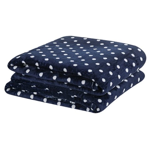 Cobertor Meggy Poá Queen Mantinha Flannel Bolinhas - Azul Marinho Casa Scarpa