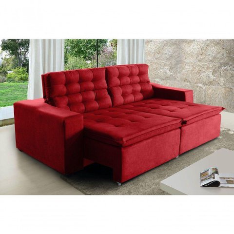 Sofá Londres 300cm Retrátil Reclinável Vermelho ? Ws