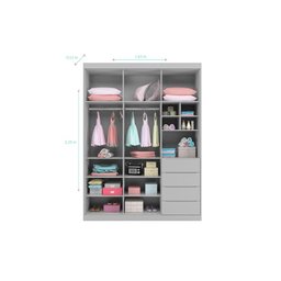 Quarto Infantil Completo Perola com Guarda Roupa 3 Portas e Cômoda 2 Portas Cinza - Phoenix Baby - 2