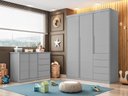Ver imagem 1 de Quarto Infantil Completo Perola com Guarda Roupa 3 Portas e Cômoda 2 Portas Cinza - Phoenix Baby