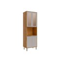 Ver imagem 1 de Paneleiro Cozinha Modulado Áurea C/ 4 Portas C/ Vidro 70cm Cinamomo/platina Mgm
