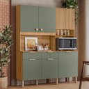Ver imagem 1 de Cozinha Compacta Tropical 7 Portas 2 Gavetas Ripado 3d Freijó/verde - Nicioli