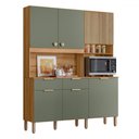 Ver imagem 2 de Cozinha Compacta Tropical 7 Portas 2 Gavetas Ripado 3d Freijó/verde - Nicioli