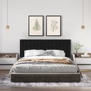 Ver imagem 1 de Cabeceira Viuva ou Solteirão Palito Estofada Suspensa para Quarto - 128 Cm - Preto Suede