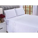 Ver imagem 2 de Jogo lençol Imperial quarto casal Queen bordado 4 peças 2fronha: Branco com Cinza4