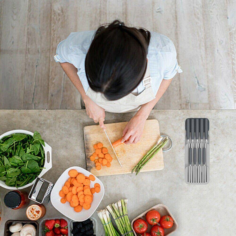 Organizador Faca Gaveta Sebo Faqueiro Separação Porta Talheres Caixa Cozinha - 6