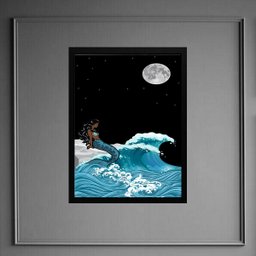 Quadro Iemanjá Sereia Ao Luar 45x34cm - com Vidro:madeira Branca - 2