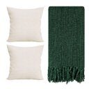 Ver imagem 1 de Kit 2 Capas de Almofada Linho 42x42cm + Manta de Sofá Verde