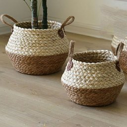 Conjunto 2 Cestos Fibra Natural Artesanal - Bela Flor - 1