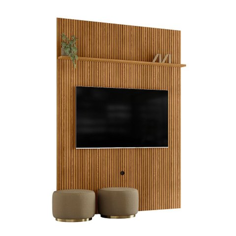 Painel Piso Teto para TV até 65 Polegadas 179cm Interlagos MDP Cumaru Sala