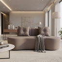 Ver imagem 1 de Sofá 3 Lugares Orgânico Curvo Madrid 180cm Suede Capuccino