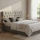 Ver imagem 1 de Cabeceira Estofada Casal Capitonê 140x117cm Cinza com Botões na Mesma Cor - Fixa no Box