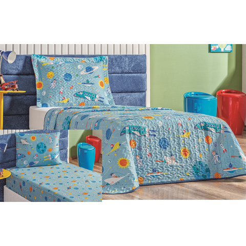 Kit Completo Duplex Infantil Solteiro:astronauta