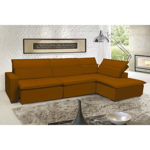 Sofá Istambul 3.80x1.90m Retrátil e Reclinável com Chaise - Terra