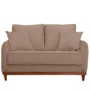 Ver imagem 1 de Sofa Sena 3 Lugares Base de Madeira para Sala Hotel Linho Marrom