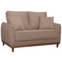 Ver imagem 3 de Sofa Sena 3 Lugares Base de Madeira para Sala Hotel Linho Marrom