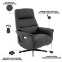Ver imagem 4 de Poltrona Reclinável Massageadora Base Giratória Magnet R01 Preto - Lyam Decor