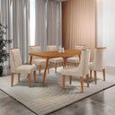 Ver imagem 1 de Mesa de Jantar Copper 180cm Tampo Canto Copo Mdf com 6 Cadeiras Isadora Moderna Mobilia
