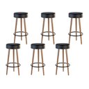Ver imagem 1 de Kit 6 Banquetas Banco Alto Londres Couro Preto Bar Cozinha Pés Madeira Ms Decor