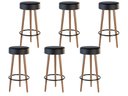 Ver imagem 1 de Kit 6 Banquetas Banco Alto Londres Couro Preto Bar Cozinha Pés Madeira Ms Decor