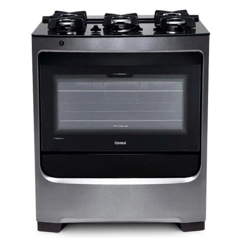 Fogão de Piso 5 Bocas Mesa em Vidro Cfs5 Consul Inox Bivolt