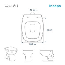 Assento Sanitário Soft Close Art Preto para Vaso Incepa - 3