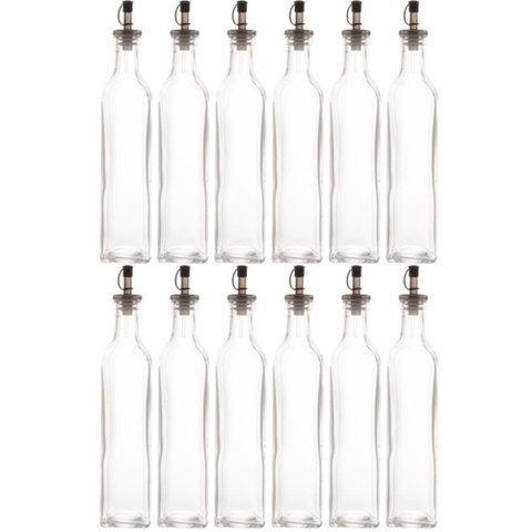 12 Garrafas de Vidro 510ml com Bico Dosador Frasco de Azeite Vinagre Lyor