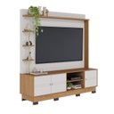 Ver imagem 5 de Estante para TV e Home Theater até 70 Polegadas 180cmx186,5cm 3 Portas Paraná Branco Off White Matte/Freijó