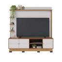 Ver imagem 2 de Estante para TV e Home Theater até 70 Polegadas 180cmx186,5cm 3 Portas Paraná Branco Off White Matte/Freijó