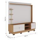 Ver imagem 3 de Estante para TV e Home Theater até 70 Polegadas 180cmx186,5cm 3 Portas Paraná Branco Off White Matte/Freijó