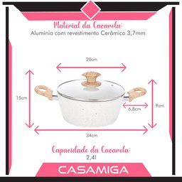 Caçarola Indução Cerâmica 3,7mm 20cm Class Antiaderente - 5