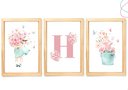 Ver imagem 1 de Kit com 3 Quadros Decorativos Menina em Aquarela Flores: Pinus