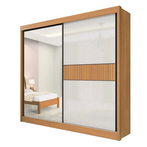 Guarda Roupa Titanium Ripado 2pts 100% Mdf D'doro Móveis- Cinamomo/off White