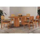 Ver imagem 1 de Conjunto: Mesa de Cozinha Maldivas Curvo 180cm + 6 Cadeiras Havana Naturale - Suede Marrom - Rufato