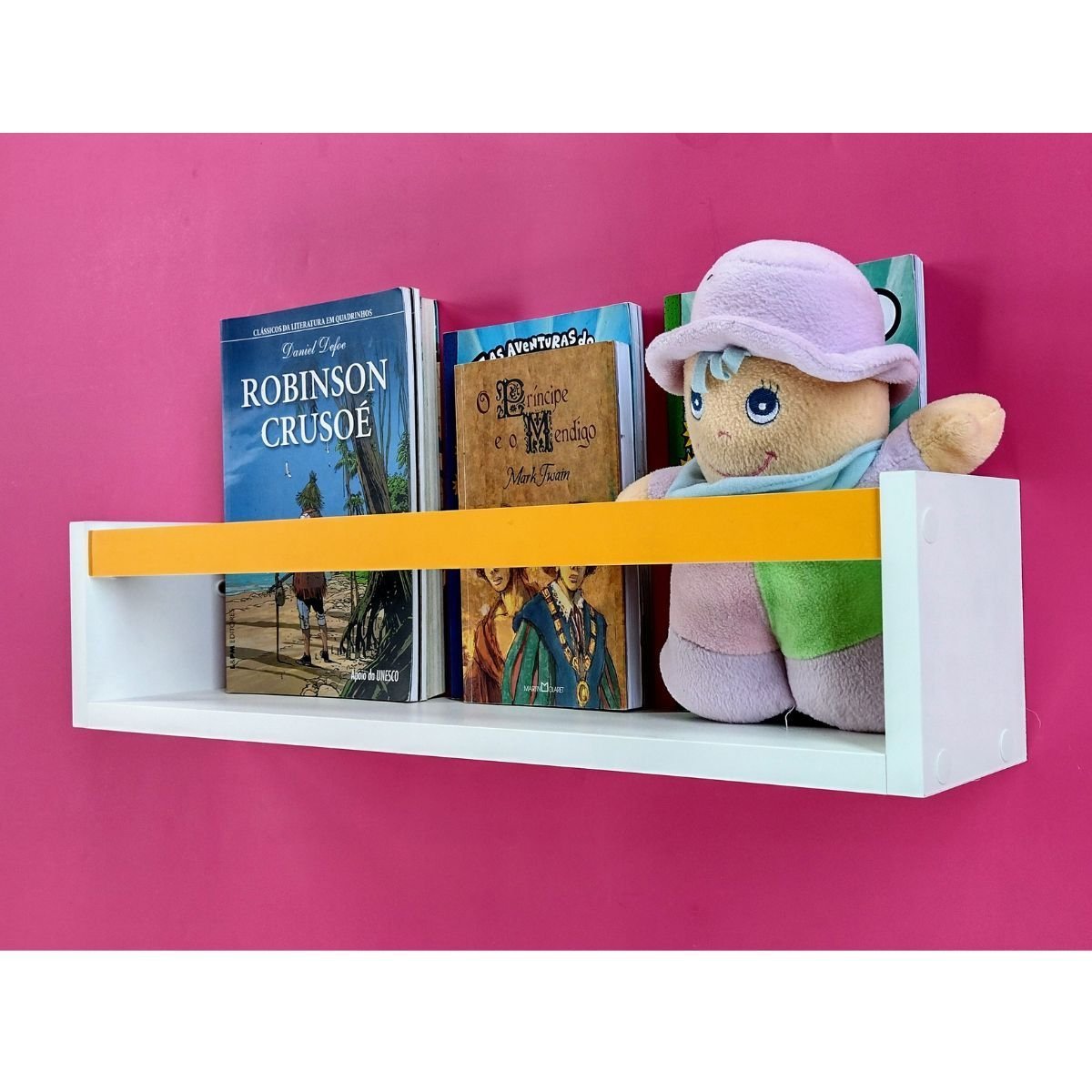 Prateleira Para Livros Infantis Colorida Nicho de Parede Organizador de Brinquedos 55cm:AZUL CLARO - 5