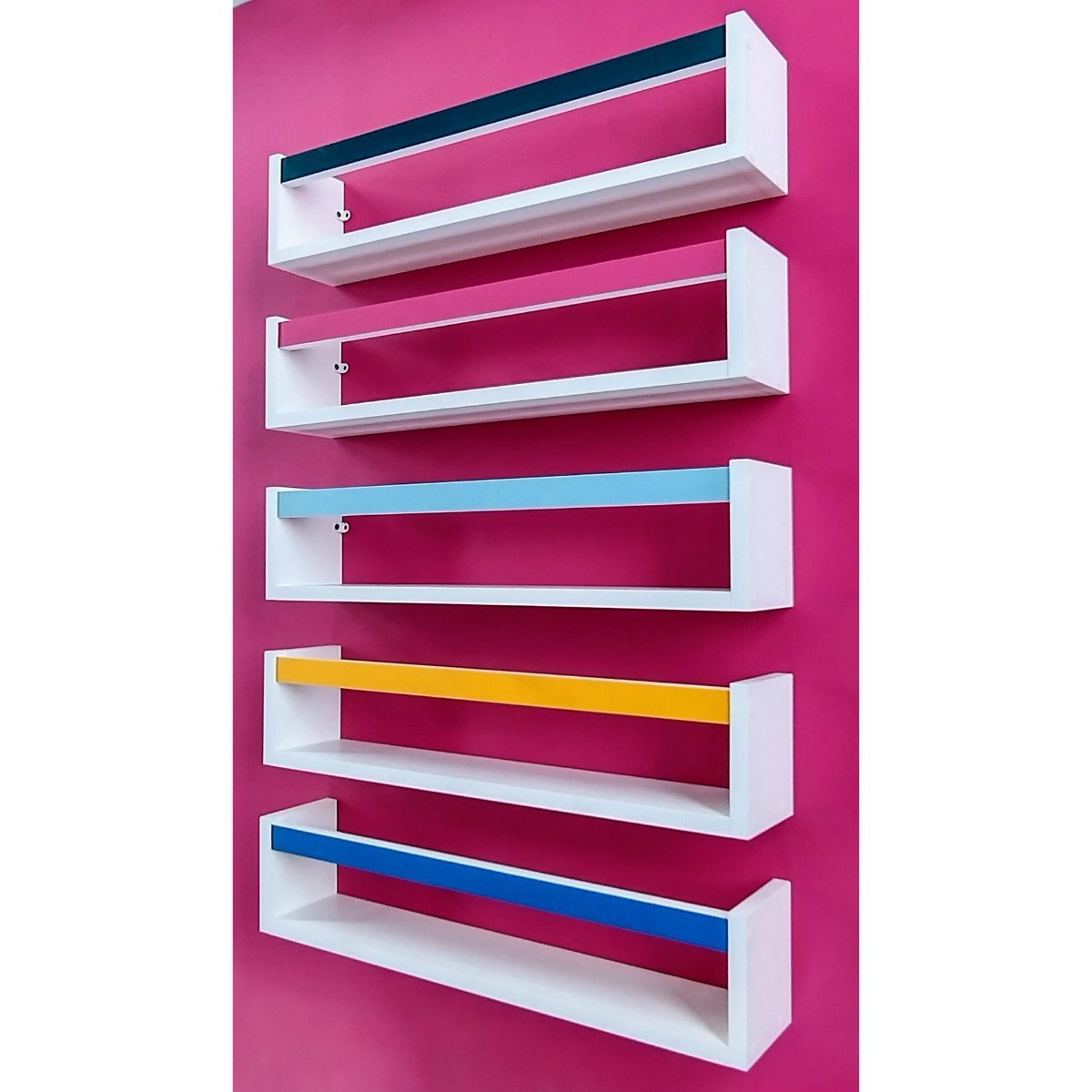 Prateleira Para Livros Infantis Colorida Nicho de Parede Organizador de Brinquedos 55cm:AZUL CLARO - 4