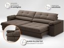 Ver imagem 3 de Sofá com Carregador Usb Retrátil Reclinável Montreal 2,10m Velosuede Marrom - Netsofas