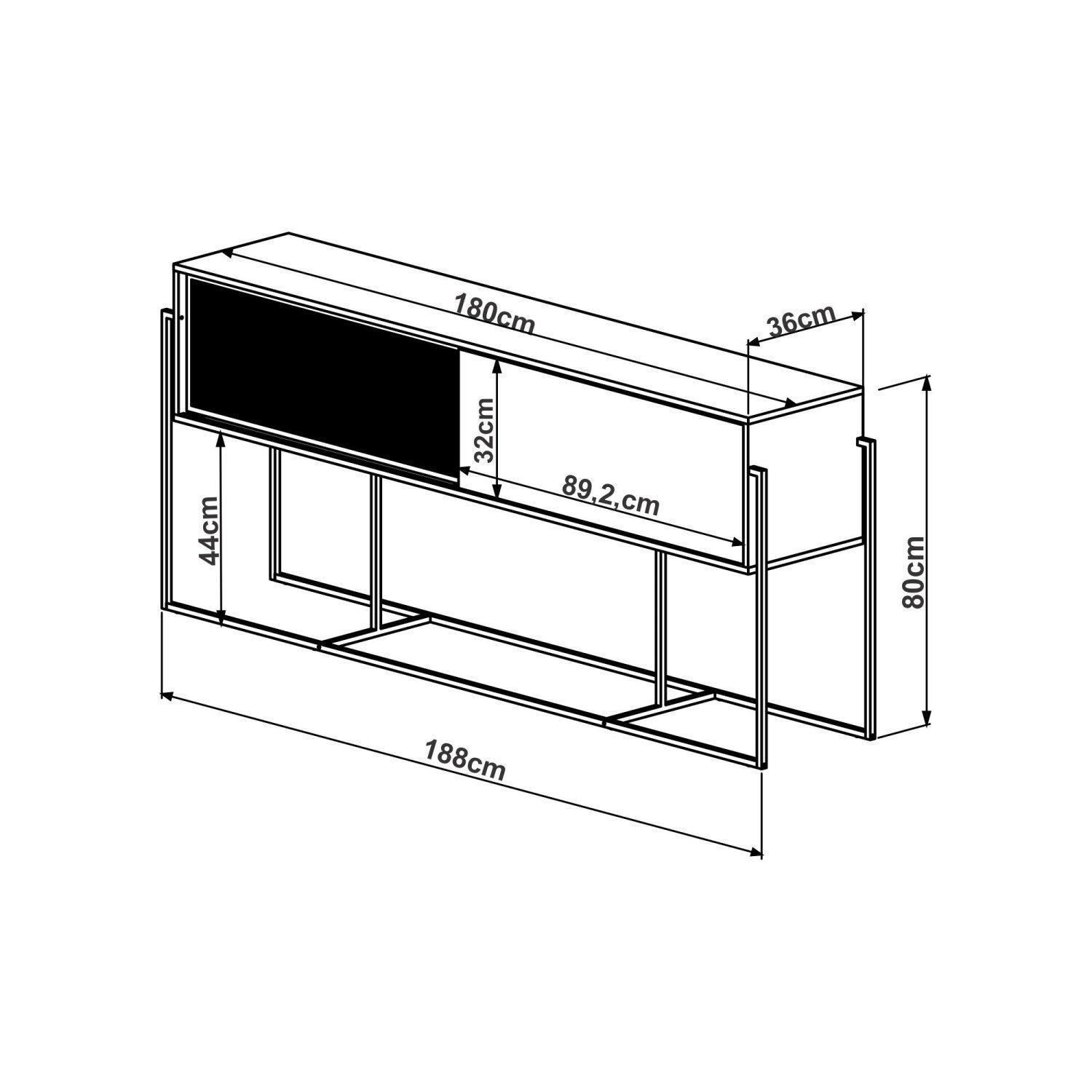 Buffet Aparador Industrial 2 Portas 188cm York  - 3