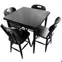 Ver imagem 1 de Cj Mesa Madeira 80x80cm - Base 4pé 78cm + 4 Cadeiras 43 - Preta - Liso