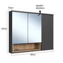 Ver imagem 4 de Armário Espelheira para Banheiro Cecília com 3 Portas e Um Nicho Mel/grafite