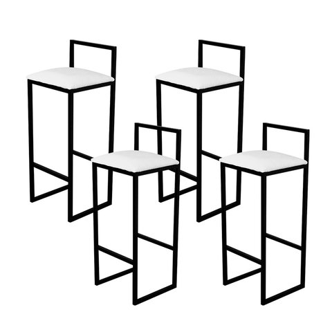 Banqueta Bistro Industrial Conforto Premium 4Un:Branco
