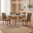 Ver imagem 2 de Mesa de Jantar Liz 120cm Tampo Mdf Vidro Canto Copo com 4 Cadeiras Lira