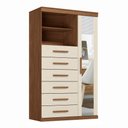 Ver imagem 4 de Cômoda Multiuso 1 Porta com Espelho 6 Gavetas Maraba 1.6 Jatoba Areia Santos Andirá