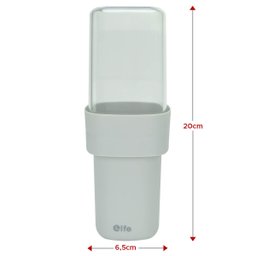 Porta Escova de Dente com Tampa Acrílico Transparente:Cinza - 3