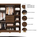 Ver imagem 3 de Guarda Roupa Casal Belga 6 Portas de Bater 3 Gavetas com Cabideiros Nogueira G98 - Gran Belo