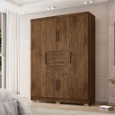 Ver imagem 1 de Guarda Roupa Casal Belga 6 Portas de Bater 3 Gavetas com Cabideiros Nogueira G98 - Gran Belo