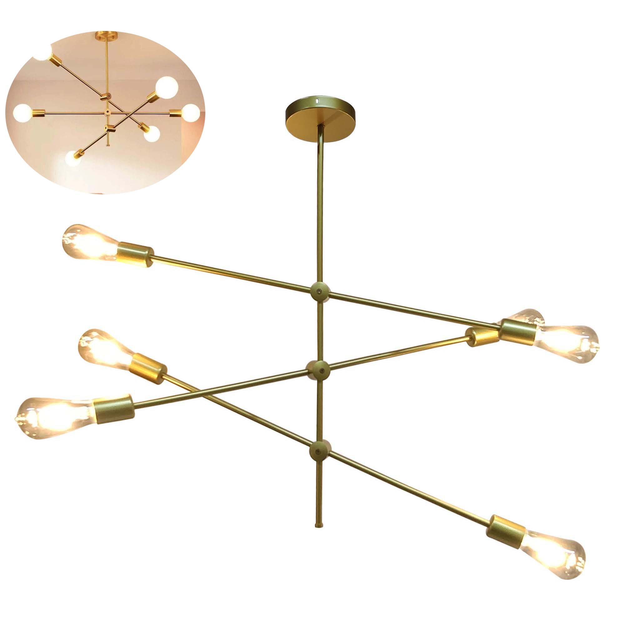 Lustre Pendente Sputnik Ipanema Moderno Luminária de Teto com 6 Lampadas Iiuminação Decoração Casa S
