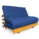 Ver imagem 1 de Sofá Cama Casal Futon Tokio Azul Royal Acquablock Madeira Maciça Grapia Cor Natural