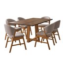 Ver imagem 3 de Mesa Julia 1,6m Freijó Pés Cerejeira Madeira Maciça 6 Cadeiras Débora - Bege Linho